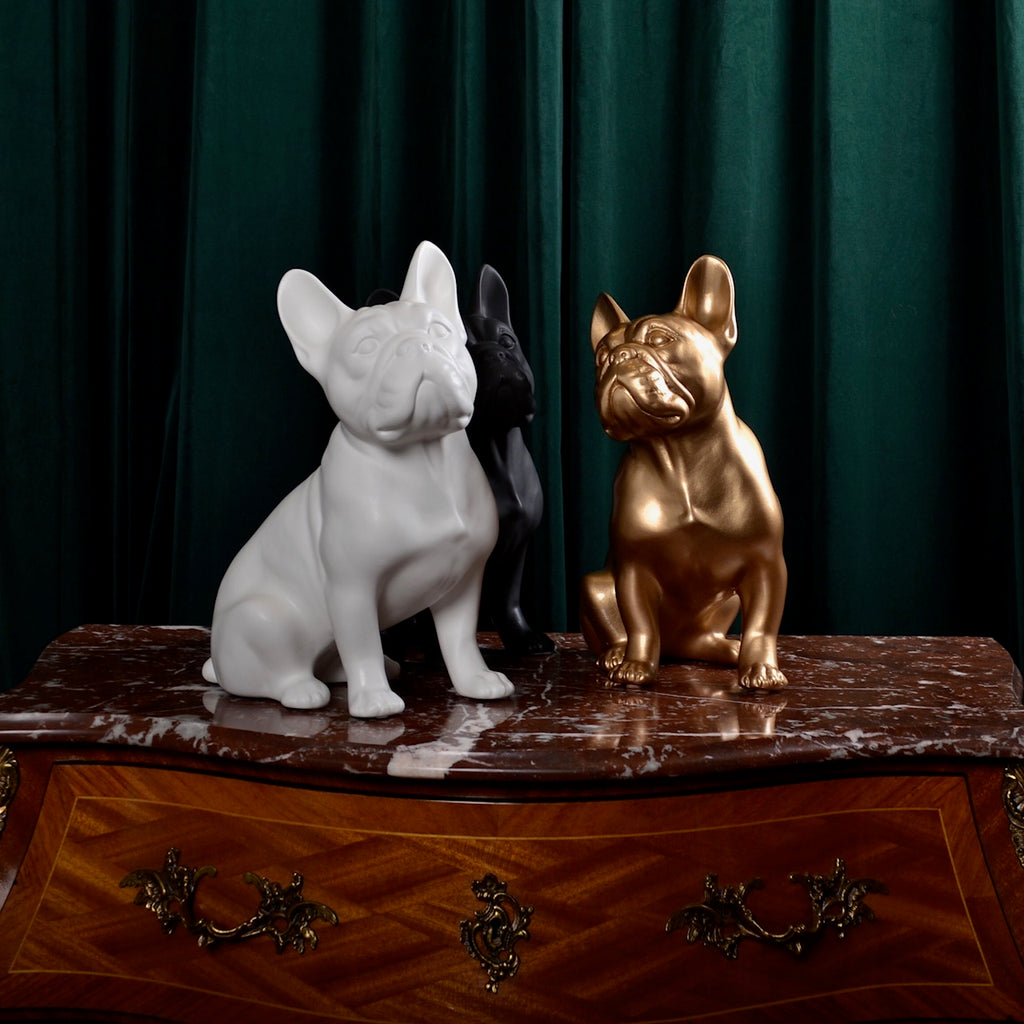 Porselen "Franskbulldog GULL" 34 cm. Bestilling!